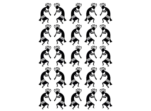 Kokopelli Twins 25 pcs 1 Inch Black Fused Glass Decals