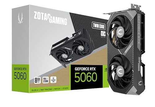 Image of ZOTAC Gaming GeForce RTX 5060 Twin Edge OC DLSS 4 8GB GDDR7 128-bit 28 Gbps PCIE 5.0 Gaming Graphics Card, SFF-Ready Compact Card, ZT-B50600H-10A