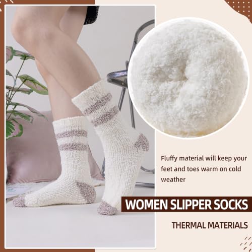 Image of Velice Womens Fuzzy Socks Soft Cozy Fluffy Slipper Winter Thick Warm Plush Sleeping Christmas Socks
