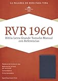  RVR 1960 Biblia Letra Grande Tamaño Manual con Referencias, azul zafiro, imitación piel
