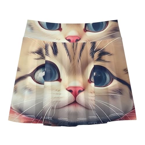 Athletic Shorts for Girls Skorts Cute Cartoon Cat Snow Scarf Tennis Skirts Toddler Uniform Little Girl 3t