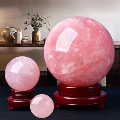 Sphère en quartz rose authentique taillée dans un bloc de cristal brut - 3