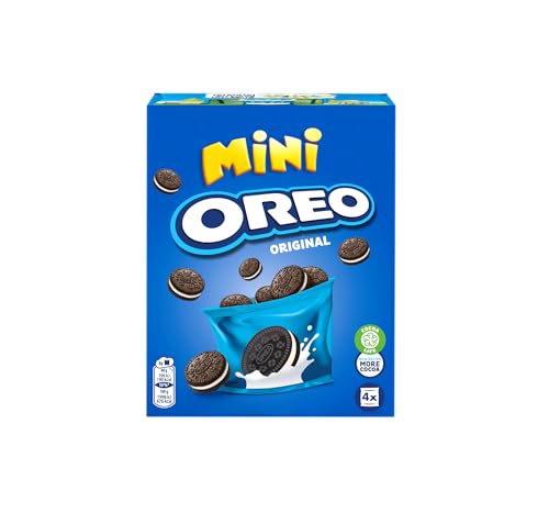 Oreo Original Mini, Piccoli Biscotti al Cacao Ripieni di Crema al Gusto Vaniglia, 4x40g (4 monoporzioni da 40g)