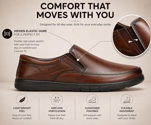 Image of Kraasa Brass Formal Shoes for Men | Vegan Leather Slip-On Office Shoes