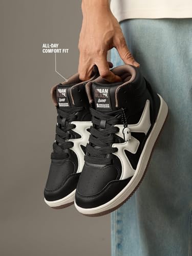 Image of The Souled Store UBZ Ascend: Men and Boys High Top Sneakers | Colourblocked Trainer with Durable PU, Padded Collar & Superior Grip Outsole