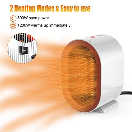 Electric Heater, Space Heater with 1200W/ 800W Heating Modes Portable Ceramic Plug in Heaters for Home Low Energy Adjustable Heater Tip-Over & Overheat Protection Room Bedroom Office Electric Heater, Space Heater with 1200W/ 800W Heating Modes Portable Ceramic Plug in Heaters for Home Low Energy Adjustable Heater Tip-Over & Overheat Protection Room Bedroom Office