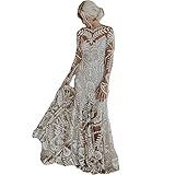 Boho Wedding Dresses Unique Lace Long Sleeve Beach Vintage Two Pieces Outdoorsy Wedding Gowns(White