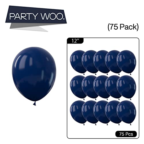 Image of PartyWoo Navy Blue Balloons 50pcs Dark Blue Helium Latex Balloons 12 Inch | Graduation Wedding Anniversary Sports Theme Boy Baby Shower Men Birthday Bachelorette Party Decorations Blue-Y72