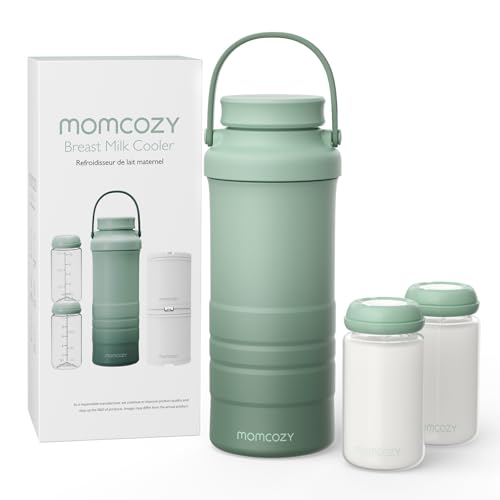 momcozy 650ml Portable Breast Milk Cooler for Outdoor Life Saver with 360 Total Cooling for 24 Hours Larger Capacity Travel Breastmilk Chiller with 2pcs Baby Bottles for Breastmilk Storage Green