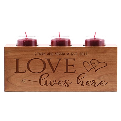 LifeSong Milestones Personalized Family Candle Holder Custom Engraved Cherry Wood Keepsake Ideas for Loved One 10