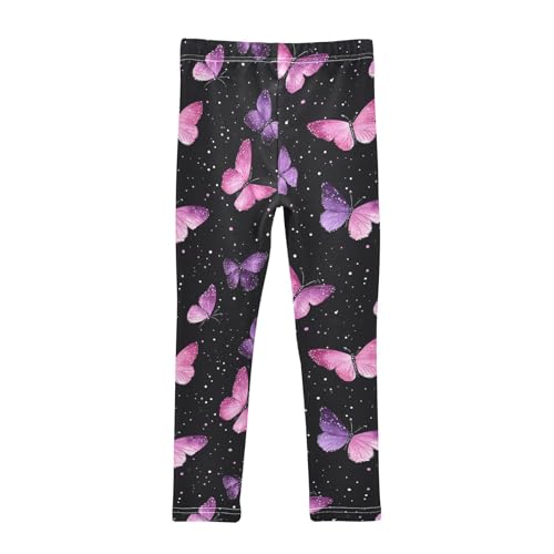 Boccsty Pink and Purple Butterflies Girls Leggings Kids Yoga Pants Dance Active Tights 4T2