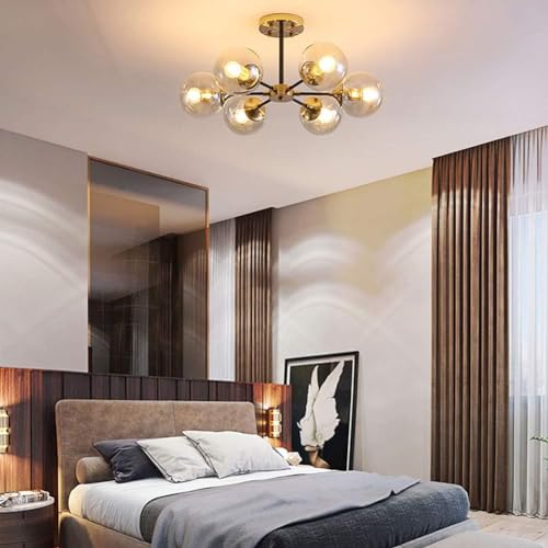 Image of Wall Lamp Chandelier Pendant Light, Home Decor for Bedroom, Living Room, Hallway, Cafe, Hotel, Restaurant (6 Light Amber Mix Hanging LAMP with LED Bulb Pack of 1)