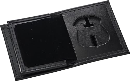 Perfect Fit Shield Wallets Detroit Police Hidden Badge Bi-Fold Wallet (Cutout PF-187) Black Leather