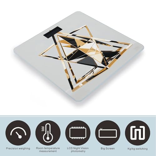 Báscula Digital de Baño Triángulo Moda Negra Blanca Dorada miniatura 3