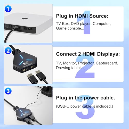 Splitter HDMI para duplicar pantalla en dos monitores sin perder calidad 4K 6