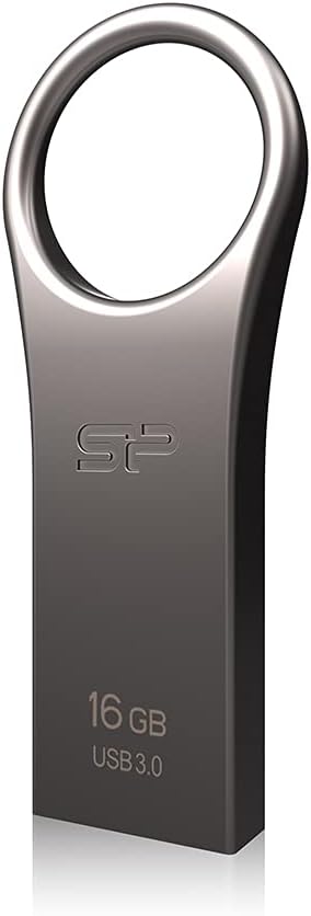 Silicon Power 16GB Jewel J80 USB 3.0 Key Flash Drive, Titanium (SP016GBUF3J80V1T)