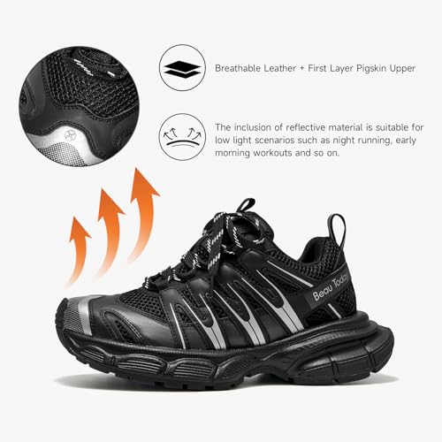 Image of BEAU TODAY Women's Walking Shoes, Chunky Platform Fashion Sneakers for Women, Comfortable Casual Lightweight Lace-up Gym Workout Athletic Tennis Shoes
