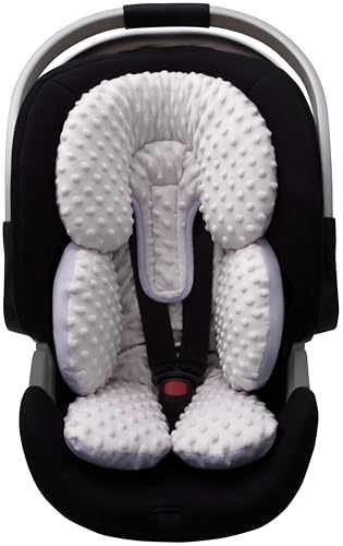 Pro Goleem Infant Car Seat Head Neck Body Support, Ultra-Soft Minky and Microfiber Newborn Car Seat Insert, Perfect for Car Seat, Stroller, 2-in-1 Reversible, for Boys and Girls, Gray
