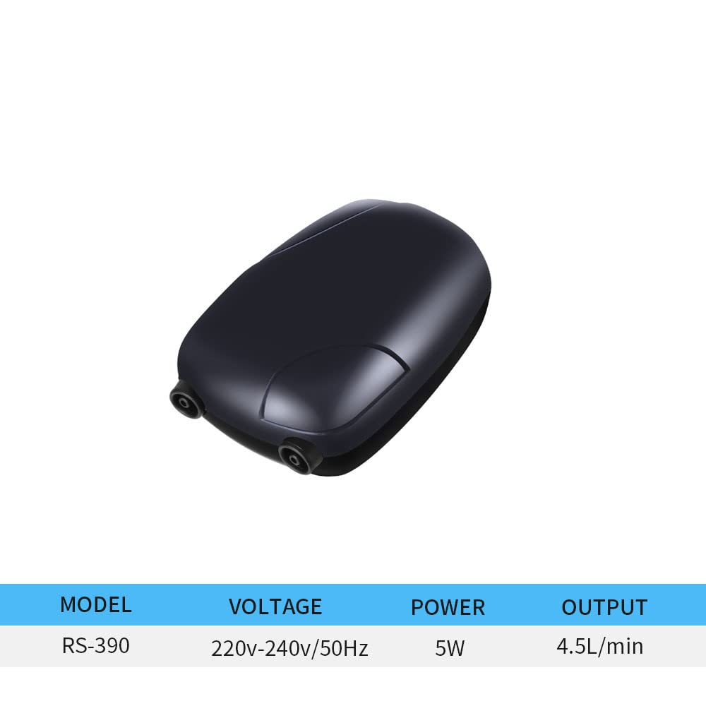 Pompe d'oxygénation Fishbowl Haute efficacité Économie d'énergie Performance Stable Pompe à air Ultra-silencieuse 220v 3w 5w pour Aquariums Pompe Nue RS-390 Prise européenne