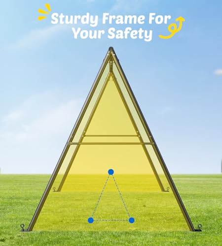 Trekassy Swing Sets for Backyard, 440lbs Heavy Duty A-Frame Metal Stand with 60" Large Platform Swing for Outdoor Playground Park