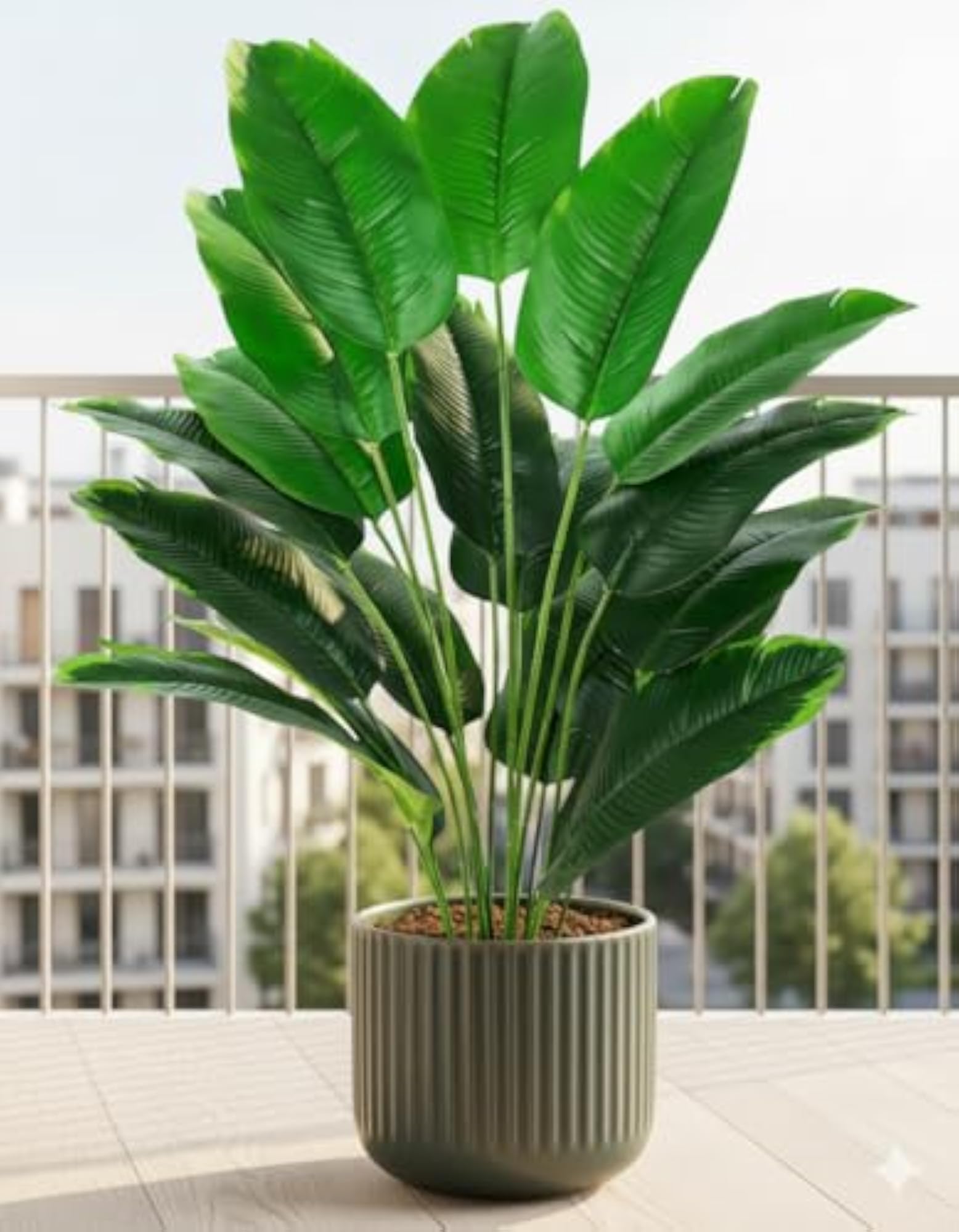 Artificial Tropical Plant with Large Leaves, 80 cm Tall