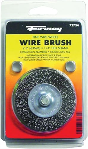 Image of Forney 72734 Wire Wheel Brush, Fine Crimped with 1 /4-Inch Hex Shank, 2-1 /2-In-by-.008-In (Pack of 5)