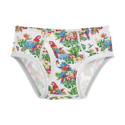 visesunny Boys Potty Training Underwear Parrot Tropical Palm Floral Breathe Cotton Briefs Size 2T-8Y for Toddler
