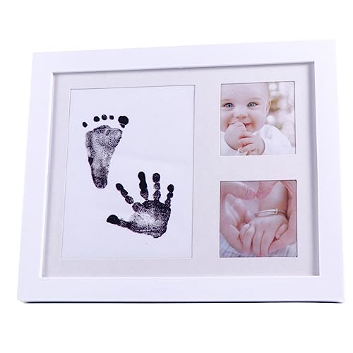IWOWHERO Infant Footprint Frame Monthly Baby First Year Photo Frames Handprint and Footprint Display