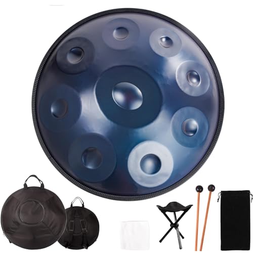 Handpan acero 22 in 9 notas azul con mallets y bolsa miniatura 1