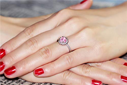 Uloveido Platinum Plated Pink Round Cubic Zirconia Sun Flower Rings for Women Y35223
