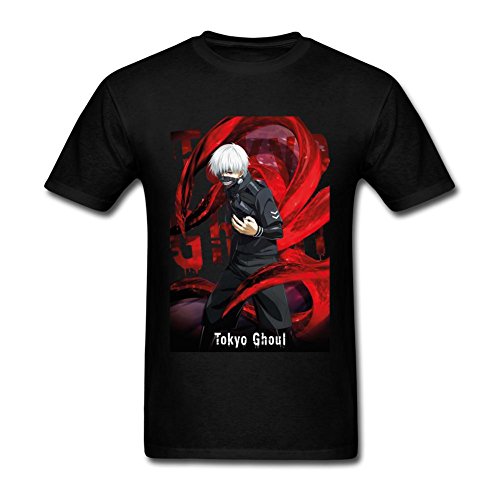 FQYPMC Man 100% Cotton Tokyo Ghoul Ken Kaneki Tshirts Black S