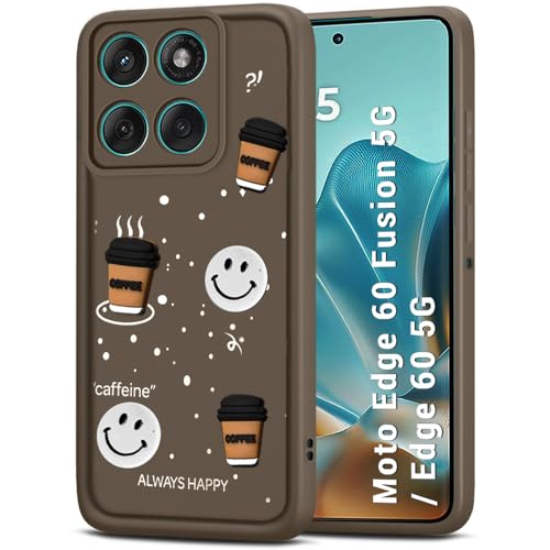 Image of TheGiftKart Back Cover Case for Motorola Moto Edge 60 Fusion 5G / Motorola Edge 60 5G | Cute Fun Cartoon 3D Smiley Coffee Case | Full Camera Protection | Shockproof Back Cover Case (Silicone, Brown)