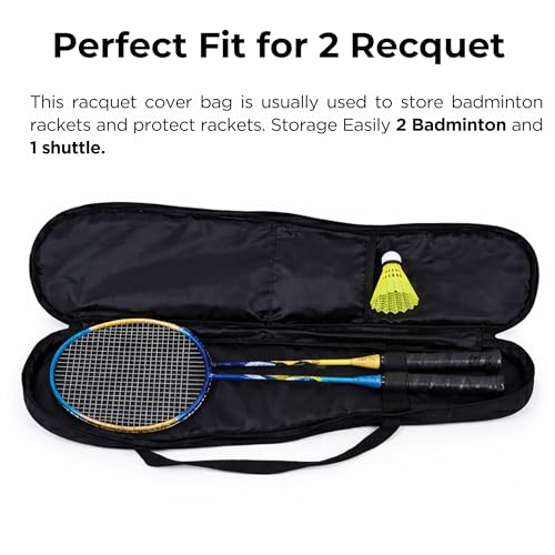 Image of Badminton Cover for Shuttlecock Bat Set Badminton Kit Bag with Front Zipper Pocket Lightweight Stylish Sports Bag for Shuttle Bats - Black