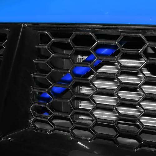 Image of KUNGKIC For 2024 2025 Mustang Grill Inserts Trims ABS V Brace Stripes Wrap Covers Exterior Car Accessories (Blue)