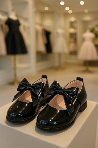 SIRRI Girls Bow Mary Jane Flats Hook-and-Loop Wedding Communion Party Shoes3