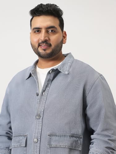 Image of Urbano Plus Men's Relaxed Fit Full Sleeve Utility Denim Jacket