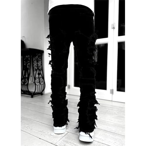 Mens Slim Fit Ripped Skinny Jeans Straight Leg Hip Hop Jean Distressed Destroyed Denim Pants3