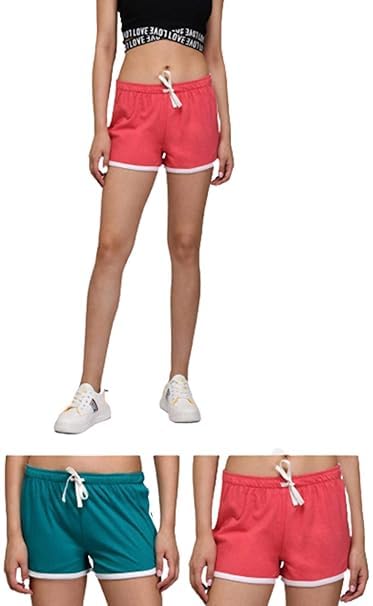Image of KOTTY Women's Night Shorts (Red&Green, 34)