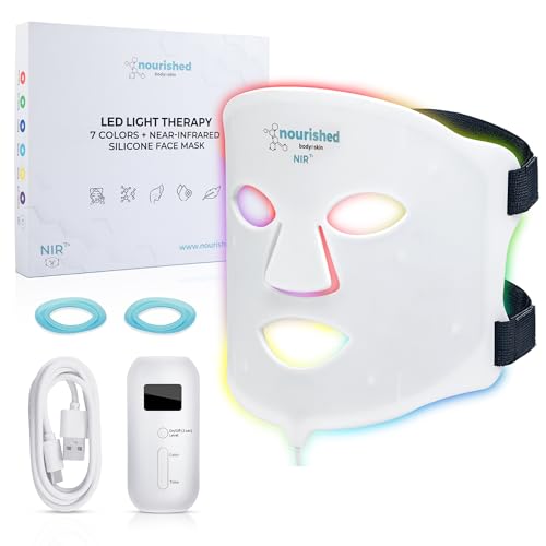 Nourished Bodynskin 7 Colors LED Face Mask with Near-Infrared - Blue, Red Light Therapy for Face -...