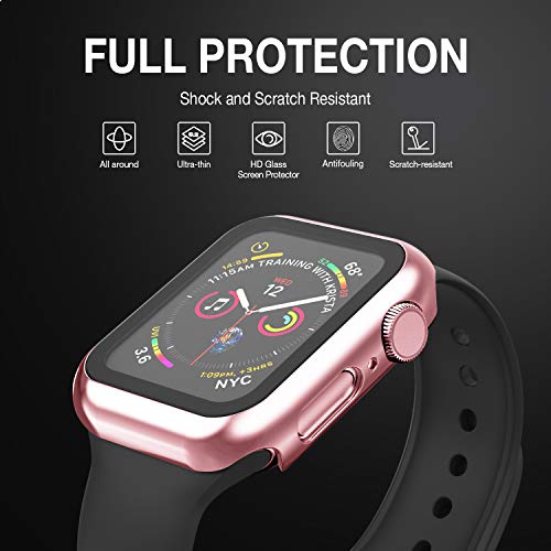 Image of Case Compatible with Apple Watch 38MM Series 3 /2 /1 / with Built-in Tempered Glass Screen Protector, All-Around Ultra-Thin Bumper Full Cover Hard PC Protective Case for iWatch