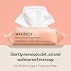 Honest Beauty Fragrance Free Cleansing Makeup Remover Facial Wipes | Plant Based, Hypoallergenic, Gentle for Sensitive Skin | 30 Count