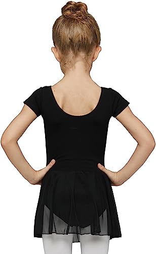 Image of MdnMd Toddler Ballet Leotards for Girls Dance Leotards with Skirt Gymnastic Ballerina Outfit Dress Classic Short Sleeve