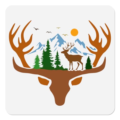 DOODLREAM Hirschkopf Schablone zum Malen Waldtier Schablone Zeichenvorlage Hirsch Im Wald DIY Bastel Malvorlage für Wand Heimdekoration Holzbrennkarte Tagebuch Leinwand 30 × 30 cm DOODLREAM Hirschkopf Schablone zum Malen Waldtier Schablone Zeichenvorlage Hirsch Im Wald DIY Bastel Malvorlage für Wand Heimdekoration Holzbrennkarte Tagebuch Leinwand 30 × 30 cm