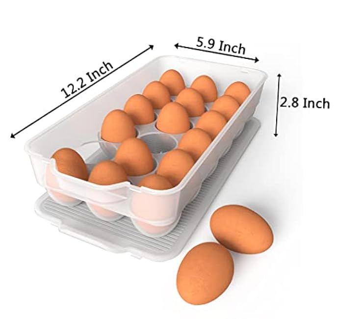 WYT Clear Covered Egg Holder 3-Pack, Plastic Egg Storage for Refrigerator, Egg Tray Container with Lid, Fits 18 Eggs