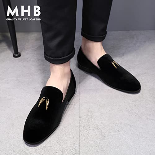 MHB Men's Penny Slip-On Velvet Loafer Suede Dress Shoes Glitter Smoking Slipper2