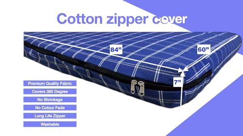 Image of 300TC Zip Cotton Mattress Cover Queen Bed 84x60x7 Anti Skid,Washable