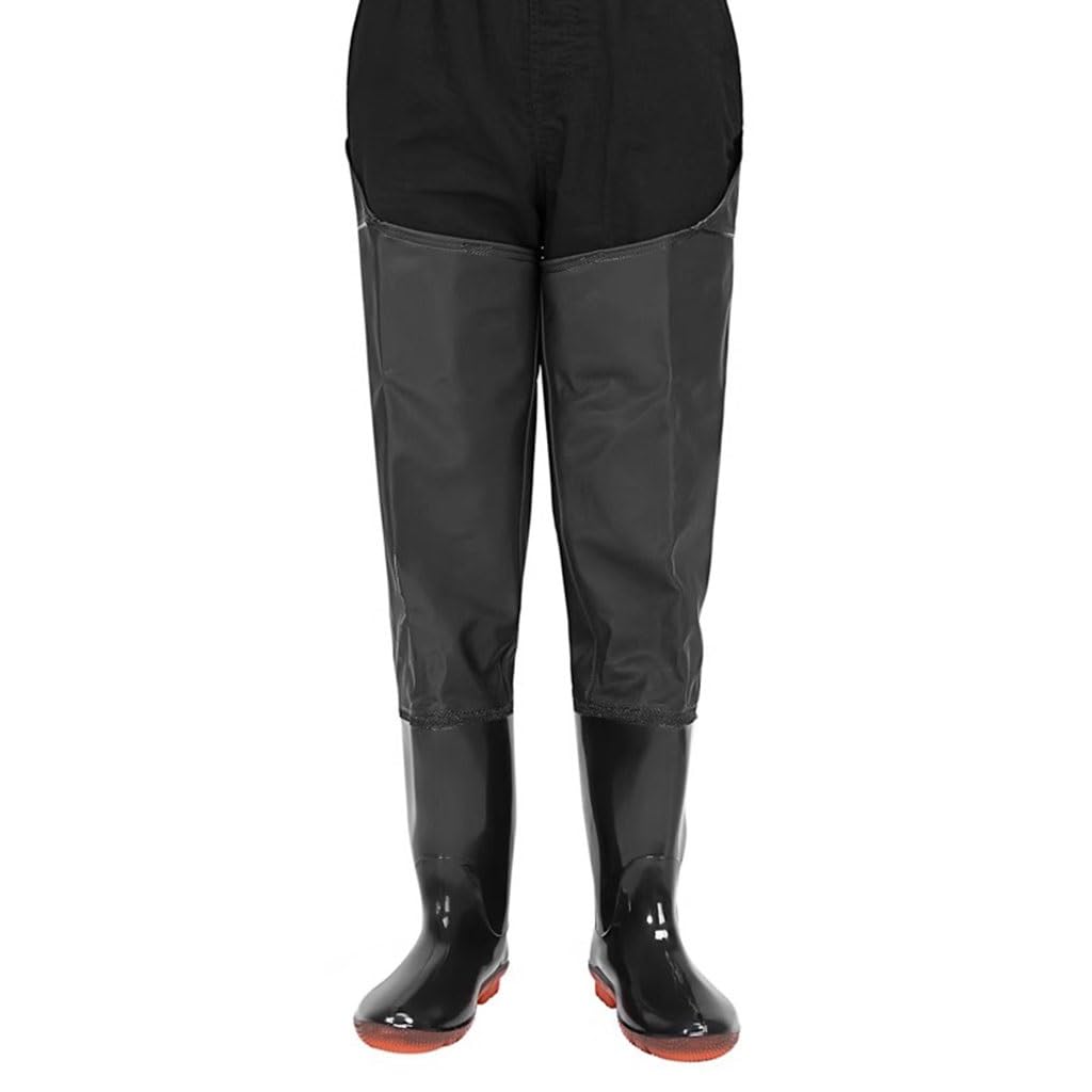IBOWZ Vadeadores de Pesca Botas de Pesca con vadeo hasta la Cadera de 80 cm, Pantalones de Drenaje para Tierras de Cultivo y Botas de Pesca, Botas de Lluvia de Nailon Impermeables de PVC