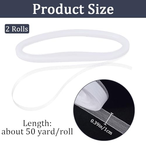 GORGECRAFT 100 Yards 2 Rolls White Stiff Braid Trim 10mm Wide Polyester Mesh Horsehair Ribbon Braid Hard Crinoline Trim for Boning Sewing Wedding Gowns Dress Skirt Hat Accessories Gift Wrapping - Image 2