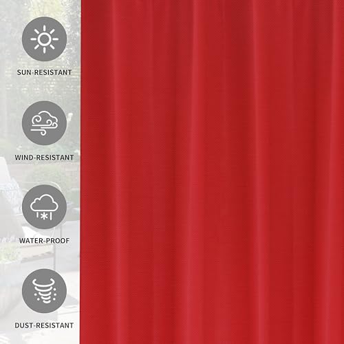 GREEN DECOR Polyester 300GSM Fabric Waterproof Rain & Sun Blockage Curtains(Red 4.5 X 11.5 Feet,Piece of 1) with Top Style Loop Used for Door,Balcony,Outdoor & Indoor Area