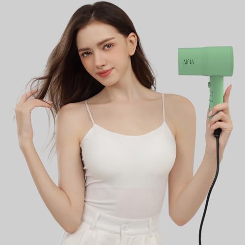 Image of AINA Diffuser Hair Dryer Full-Featured Blow Dryer 110V /1600W(Jade Green) | 3 Heat /2 Speed;Cold shut button;Lightweight;Compact Size;High Temp;Low Airflow;Same Results;Less Expense